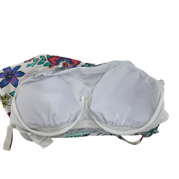 24th& Ocean Women Floral Tankini Top With Built-In Bra SZ L Spandex Multicolor - Picture 3 of 10